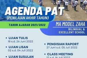 Penilaian Akhir Tahun (PAT) MA Model Zainul Hasan Genggong Tahun Pelajaran 2021-2022