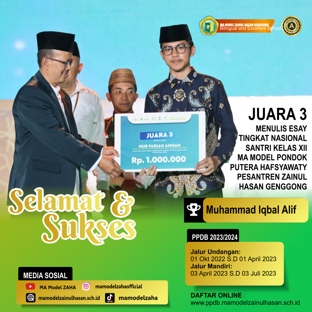 JUARA 3 LOMBA ESSAI TINGKAT NASIONAL SANDALAN (SANTRI DALAM TULISAN)
