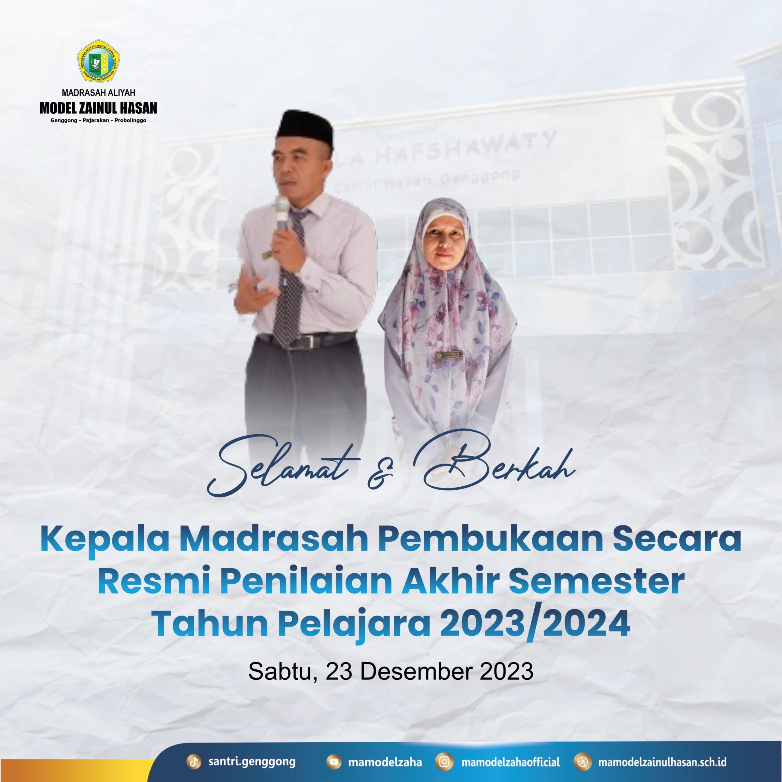 Kepala Madrasah Membuka Secara Resmi Penilaian Akhir Semester Ganjil Tahun Pelajaran 2023/2024
