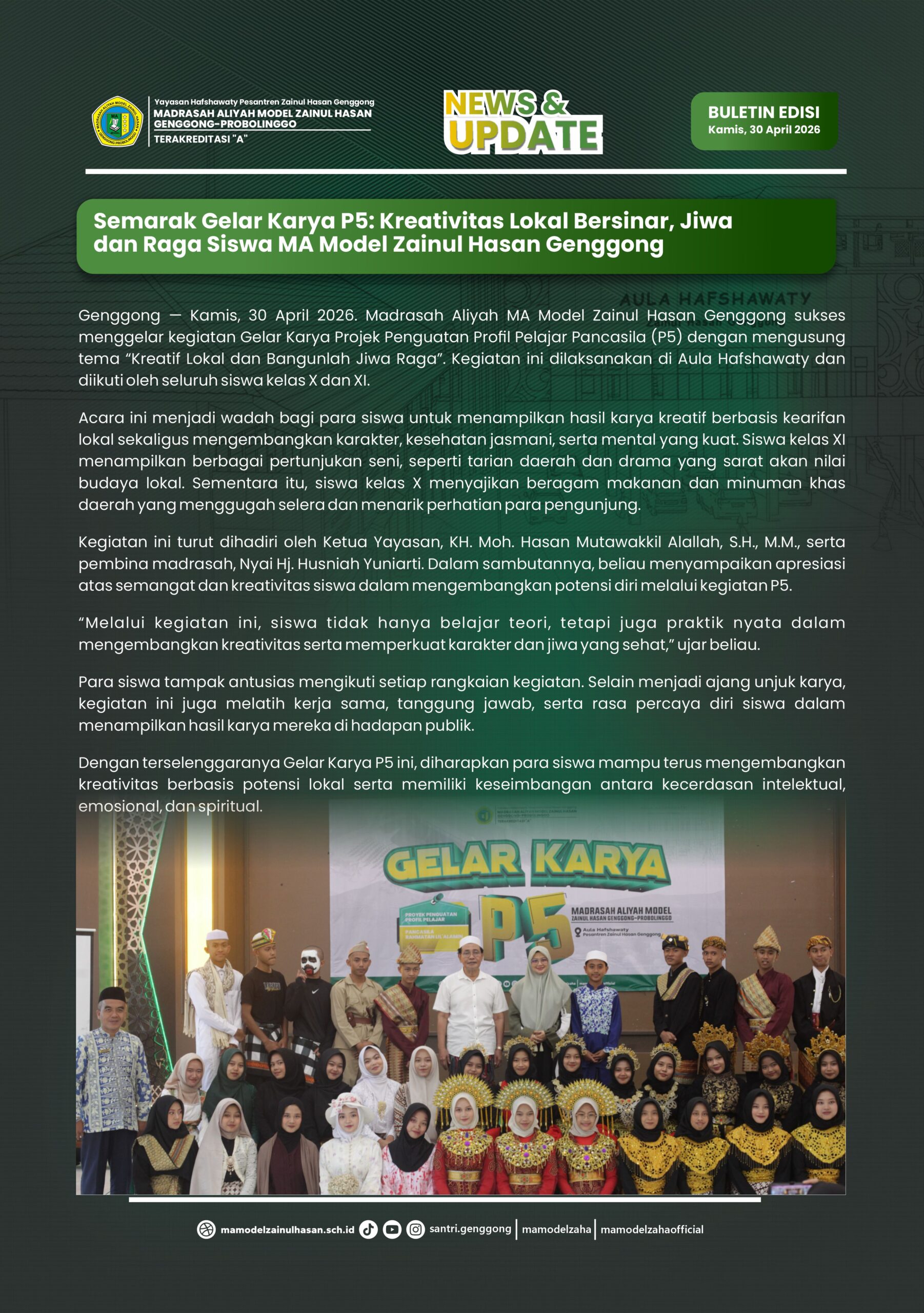 Semarak Gelar Karya P5: Kreativitas Lokal Bersinar, Jiwa dan Raga Siswa MA Model Zainul Hasan Genggong